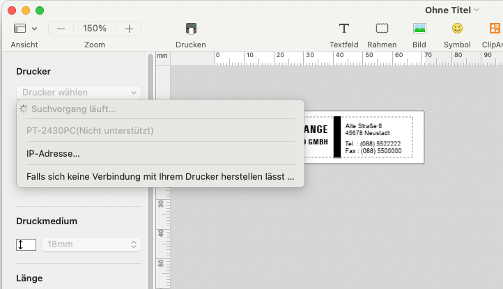 Brother P-touch 2430 PC am Mac installieren